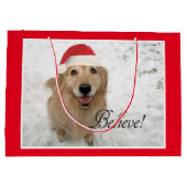 Golden Retriever Dog gelooft kerst Groot Cadeauzakje (Achterkant)