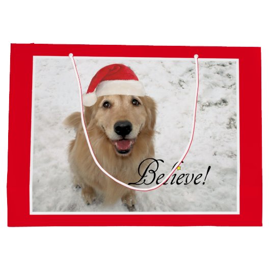Golden Retriever Dog gelooft kerst Groot Cadeauzakje (Achterkant)