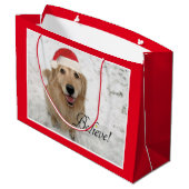 Golden Retriever Dog gelooft kerst Groot Cadeauzakje (Achterkant Gekanteld)