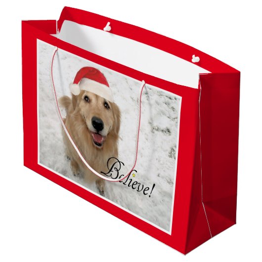 Golden Retriever Dog gelooft kerst Groot Cadeauzakje (Achterkant Gekanteld)