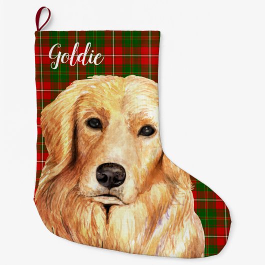 Golden Retriever Dog gepersonaliseerd Grote Kerstsok (Voorkant)