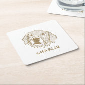 Golden Retriever Dog gepersonaliseerd Kartonnen Onderzetters (Schuin)