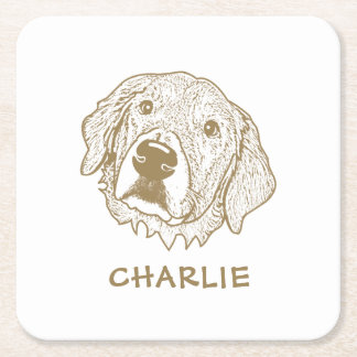 Golden Retriever Dog gepersonaliseerd Kartonnen Onderzetters