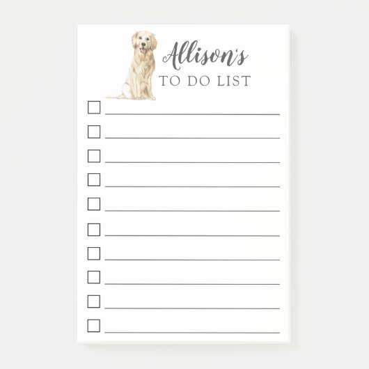 Golden Retriever Dog gepersonaliseerd om lijst te Post-it® Notes (Voorkant)