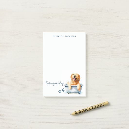 Golden Retriever Dog gepersonaliseerd Post-it® Notes (Op bureau)