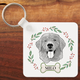 Golden Retriever Dog gepersonaliseerd Sleutelhanger