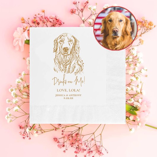 Golden Retriever Dog gepersonaliseerde Drinken op  Servet