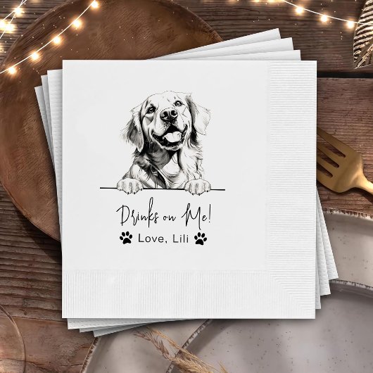 Golden Retriever Dog gepersonaliseerde Drinken op  Servet