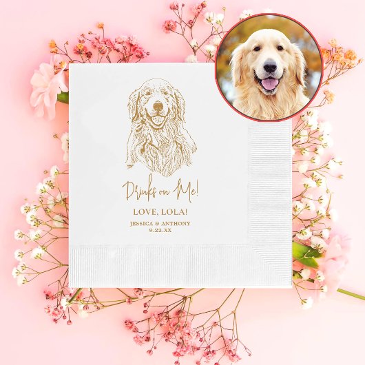 Golden Retriever Dog gepersonaliseerde Drinken op  Servet