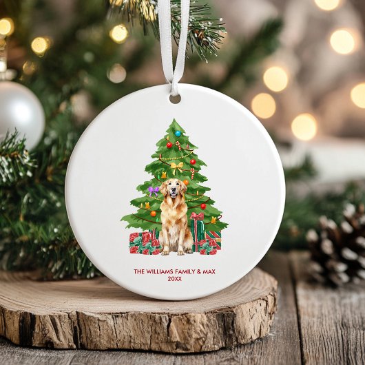 Golden Retriever Dog Gepersonaliseerde Kerst Keramisch Ornament