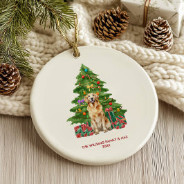 Golden Retriever Dog Gepersonaliseerde Kerst Keramisch Ornament