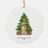 Golden Retriever Dog Gepersonaliseerde Kerst Keramisch Ornament (Voorkant)