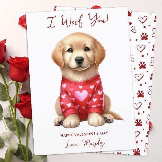 Golden Retriever Dog gepersonaliseerde Valentijnsd Feestdagenkaart