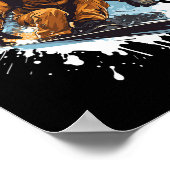 Golden Retriever Dog Grappig Snowboarden Snowboard Poster (Hoek)