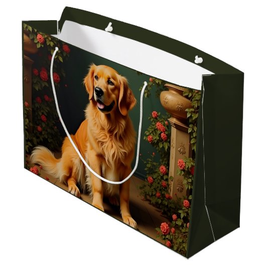 Golden Retriever Dog Groot Cadeauzakje (Achterkant Gekanteld)