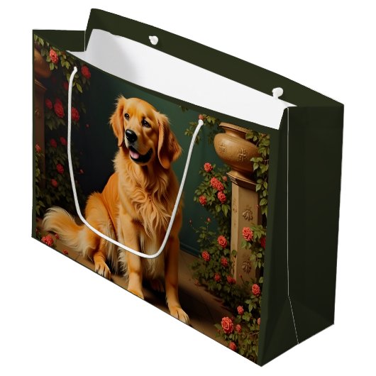 Golden Retriever Dog Groot Cadeauzakje (Voorkant Gekanteld)