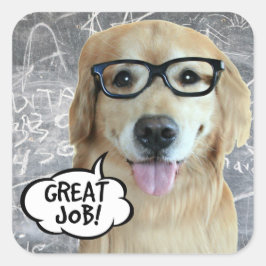 Golden Retriever Dog Grote Job Leraar Beloning Vierkante Sticker