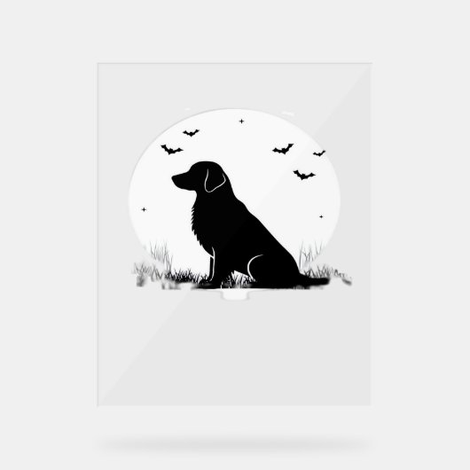 Golden Retriever Dog – Halloween Moon Silhouette O Acryl Bord (Voorkant)