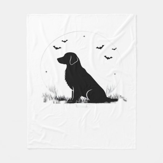 Golden Retriever Dog – Halloween Moon Silhouette O Fleece Deken (Voorkant)