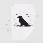 Golden Retriever Dog – Halloween Moon Silhouette O Golfhanddoek (Insitu)