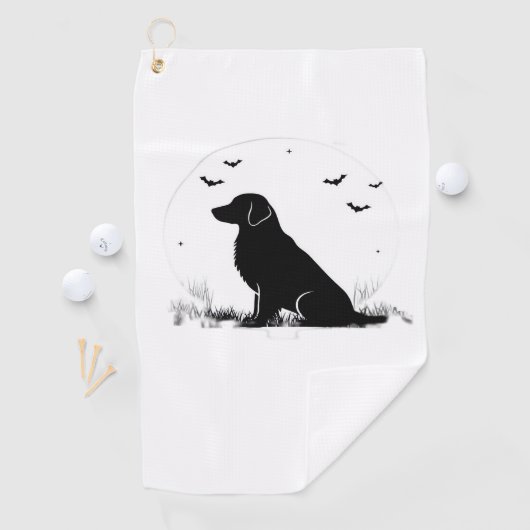 Golden Retriever Dog – Halloween Moon Silhouette O Golfhanddoek (Insitu)