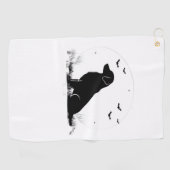 Golden Retriever Dog – Halloween Moon Silhouette O Golfhanddoek (Horizontaal)