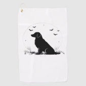Golden Retriever Dog – Halloween Moon Silhouette O Golfhanddoek (Voorkant)