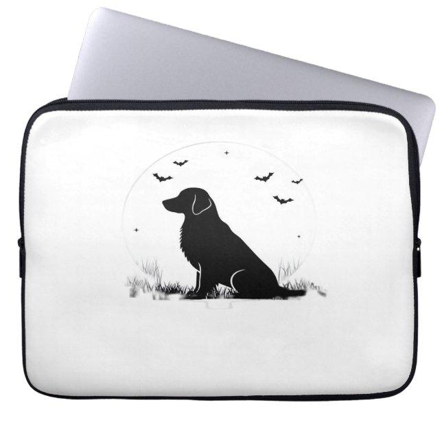 Golden Retriever Dog – Halloween Moon Silhouette O Laptop Sleeve (Voorkant)