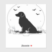 Golden Retriever Dog – Halloween Moon Silhouette O Sticker (Vel)