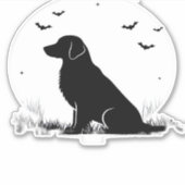 Golden Retriever Dog – Halloween Moon Silhouette O Sticker (Voorkant)