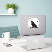 Golden Retriever Dog – Halloween Moon Silhouette O Sticker (Laptop op bureau)