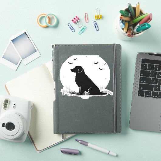 Golden Retriever Dog – Halloween Moon Silhouette O Sticker (iPad Cover)