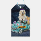 Golden Retriever Dog Halloween Truck Scary Night Cadeaulabel (Voorkant)
