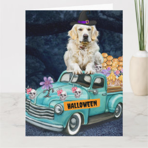 Golden Retriever Dog Halloween Truck Scary Night Kaart