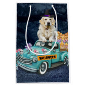 Golden Retriever Dog Halloween Truck Scary Night Medium Cadeauzakje (Voorkant)