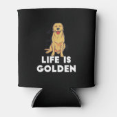 Golden Retriever Dog - Het leven is Golden Blikjeskoeler (Voorkant)