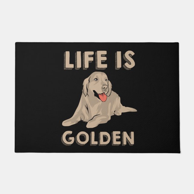 Golden Retriever Dog - Het leven is Golden Deurmat (Voorkant)
