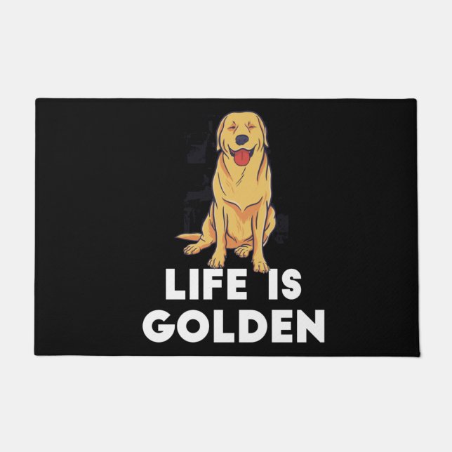 Golden Retriever Dog - Het leven is Golden Deurmat (Voorkant)