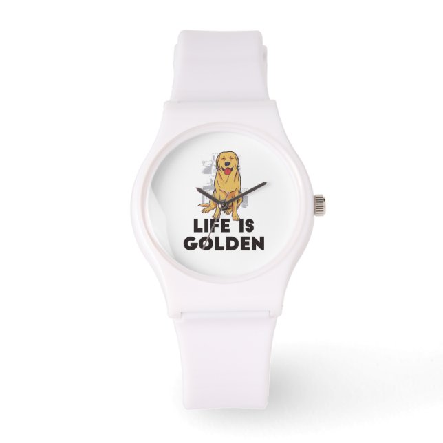 Golden Retriever Dog - Het leven is Golden Horloge (Voorkant)