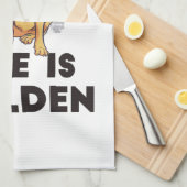 Golden Retriever Dog - Het leven is Golden Theedoek (Quarter Fold)
