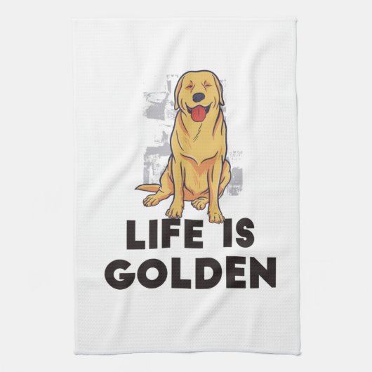 Golden Retriever Dog - Het leven is Golden Theedoek (Verticaal)