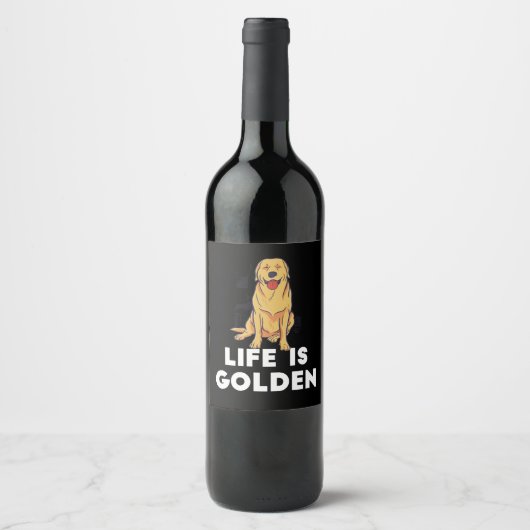 Golden Retriever Dog - Het leven is Golden Wijn Etiket (Voorkant)