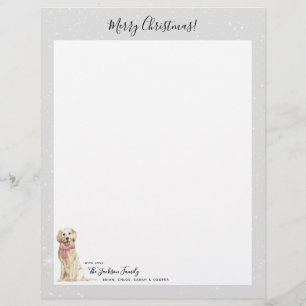Golden Retriever Dog Holiday kerstbrief Briefhoofd
