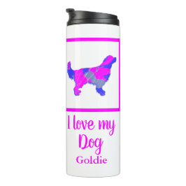 Golden Retriever Dog Hot Pink & Blue Silhouette Thermosbeker