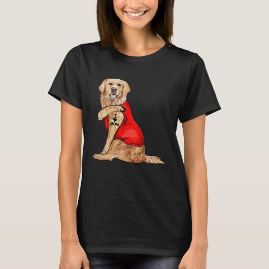 golden retriever dog I love mum tattoo T-shirt (Voorkant)