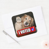 Golden Retriever Dog Ik heb gestemd op verkiezings Vierkante Sticker (Envelop)