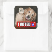 Golden Retriever Dog Ik heb gestemd op verkiezings Vierkante Sticker (Tas)