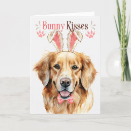 Golden Retriever Dog in Bunny Ears voor Pasen Feestdagen Kaart