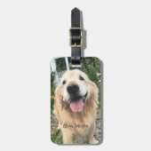 Golden Retriever Dog in de bloementuin Bagagelabel (Voorkant verticaal)
