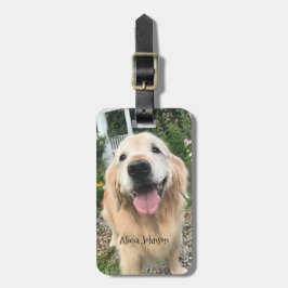 Golden Retriever Dog in de bloementuin Bagagelabel